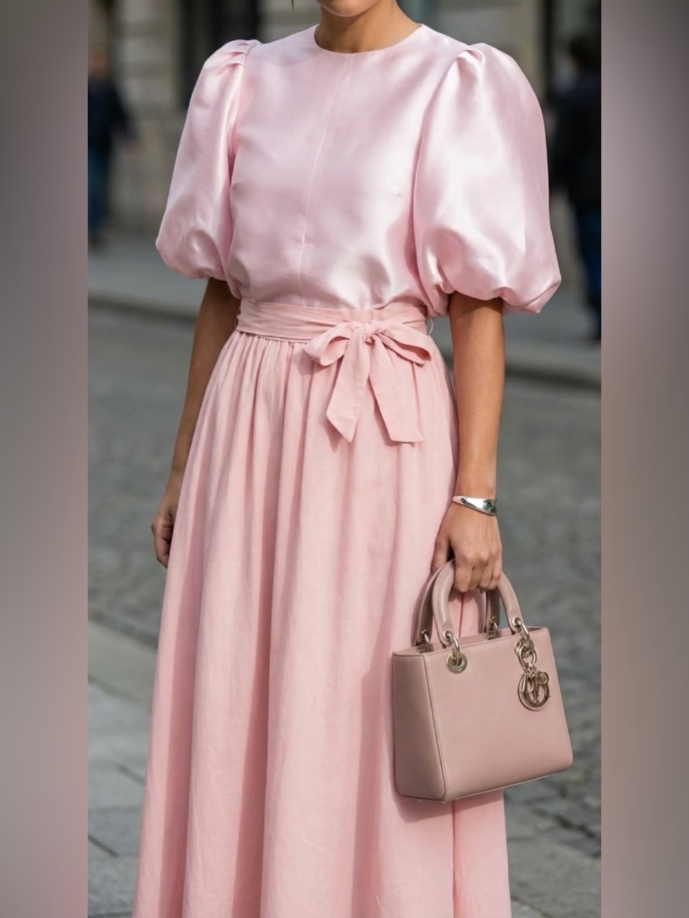 Blush Pink Tie Waist Midi Skirt XXL Flowy Elegant - Picture 3 of 10